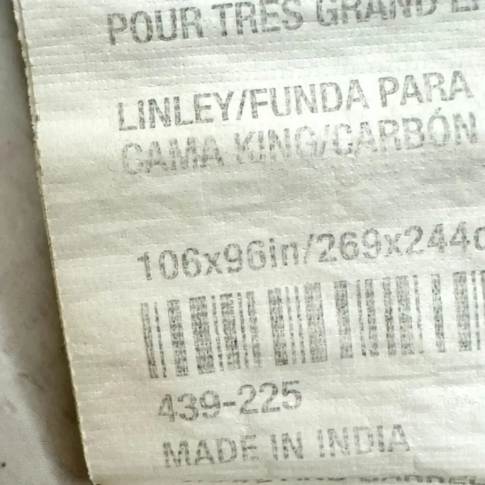 Crate And Barrel King Duvet Cover Linley Charcoal Gray Damask Cotton Linen EUC